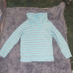 Made for Life Aqua and Gray Striped Hoodie